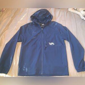 RVCA Jacket Adult S Small Black Kevin Full Zip Hooded Pockets Stretch Rain NEW